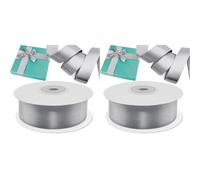 Decoraparty Nastro Argento da 25 mm in Raso, Nastrino Argentato Satin per Confezioni Regalo, Decorazioni, Natale, Elegante Rotolo Bobina Lunghezza 25 Metri (Confezione da 2)
