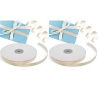 Decoraparty Nastro Elegante in Avorio Doppio Raso Spessore 10 mm - Rotolo Nastrino Satinato Lucido per Bomboniera, Matrimonio, Comunione, Cresima, Confezioni, Regali, Fai da Te - L 50 mt