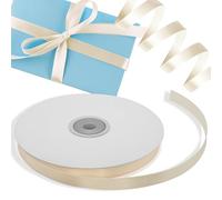 Decoraparty Nastro Elegante in Avorio Doppio Raso Spessore 10 mm - Rotolo Nastrino Satinato Lucido per Bomboniera, Matrimonio, Comunione, Cresima, Confezioni, Regali, Fai da Te - L 50 mt