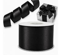 Decoraparty Nastro Nero 50 mm in Doppio Raso da 25 Metri Lunghezza, Nastrino Spessore 5 cm Spessore per Matrimonio, Battesimo Natale, Capodanno, Bomboniera, Idea Regalo