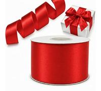 Decoraparty Nastro Rosso 50 mm in Doppio Raso da 25 Metri Lunghezza, Nastrino Spessore 5 cm per Matrimonio, Battesimo Natale, Capodanno, Bomboniera, Idea Regalo