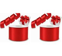 Decoraparty Nastro Rosso 50 mm in Doppio Raso da 25 Metri Lunghezza, Nastrino Spessore 5 cm per Matrimonio, Battesimo Natale, Capodanno, Bomboniera, Idea Regalo (Confezione da 2)