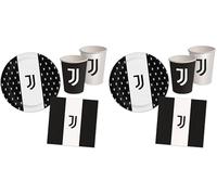 Decoraparty- Set Compleanno Bianconero per 8 Persone, Addobbi Decorazioni Stoviglie da Tavola Tema Calcio Festa Party Anniversario Bambini-8 Piatti, 8 Bicchieri, 20 tovaglioli, DPA65933P