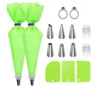 decorare Set di sac à poche e beccucci, kit di forniture for decorare torte con 2 sac à poche in silicone, 6 beccucci, 3 raschietti for torte, 2 accoppiatori, 2 lacci for sacchetti Natale(Green B)