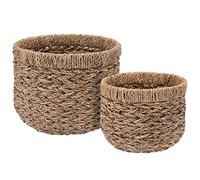 Decorasian - Cesto portaoggetti, rotondo, intrecciato, sostenibile, in crine vegetale