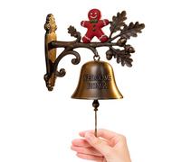 Decoration Christmas Bells, Vintage Welcome Chime, 7.09x7.09 Inches Farmhouse Holiday Ornament, Festive Hanging Accent, Rustic Seasonal Style, for Indoor Outdoor Porch Entryway Garden Home Display