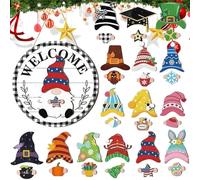Décoration de Porte de GNOME - Panneau en Bois avec aimants, de Interchangeable, décoration de Jardin pour Halloween | murale pour Porche, fêtes à la Maison et au Jardin