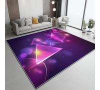 Decoration Tappeto 60 x 110 cm, Surrealismo Neon Triangoli motivo Morbido e Antiscivolo Tappeto, Viola Scuro Impresión Lavabile Tappeti per giardino balcone terrazza soggiorno camera da letto