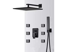 Decorations Black LED PIPADA Pain SCHECHIO 6pcs getti Spa per Massaggio a Vie Mixer Caldo Tocco Bagno di Doccia, Set da 10 Pollici Beautiful