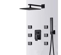 Decorations Black LED PIPADA Pain SCHECHIO 6pcs getti Spa per Massaggio a Vie Mixer Caldo Tocco Bagno di Doccia, Set da 10 Pollici Beautiful