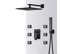 Decorations Black LED PIPADA Pain SCHECHIO 6pcs getti Spa per Massaggio a Vie Mixer Caldo Tocco Bagno di Doccia, Set da 10 Pollici Beautiful