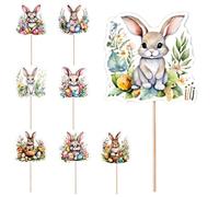 Décorations de Cupcake Lapin de Pâques - 5x4,9 cm 8 styles de pics de lapin mignons | Décorations de gâteaux colorées sans danger pour les aliments, fournitures de fête prénatale, décor de desserts
