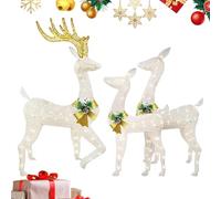 Décorations De Noël De Renne Extérieur - Set di 3 luci natalizie per esterni, famiglia di cervi con luce bianca calda Cerf Illuminé Décor Noël Cadeaux Lumineux con luci a LED