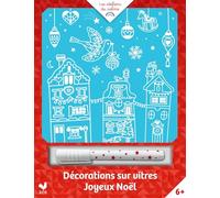 Décorations sur vitres Joyeux Noël: Avec 1 poster géant, 1 affiche, 6 petits posters, 1 pochoir et 1 feutre craie