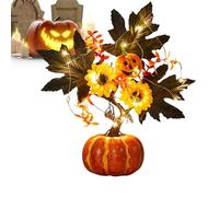 decorativa a LED autunnale, funzionamento a batteria, per il | Decorazione da tavolo, zucca artificiale in schiuma con illuminazione a LED e foglie d'acero, per matrimonio