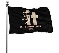 Decorative Bandiera Pirata Doppia Cucitura Bandiera Fuck It Let'S Have A Beer 90X150Cm Bandiere Da Giardino Per All'Aperto Interno Bar