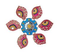 Decorative Blue & Pink Flower Design Floor Rangoli/Home Decor/Decoration/Gift for Home/Interior Handcrafted/Floor Stickers/Wall Stickers/Wall Decoration/Floor Decoration/Gift Small Rangoli 8"