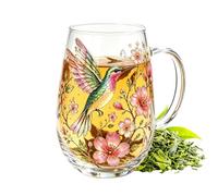 Decorative Boho Glass Drinkware Elegant Floral Beverage Mug Tumbler