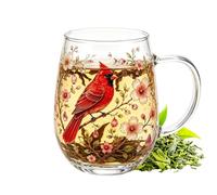 Decorative Boho Glass Drinkware Elegant Floral Beverage Mug Tumbler
