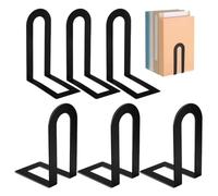 Decorative Bookends - Stackable Metal Shelf Book Organizer 6 Pack