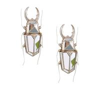 Decorative Bug Insects Beetle Mirrors,Mid Century Modern Insect Decor Wall Hanging,Creative Resin Stag Beetle Wall Decor,Perfect for Victorian and European Themed Homes,Unique Gift (2PCS-silver)