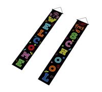 Decorative Couplet Banner in Poliestere Nero Pre-strung | Festa Scuola Decor, Reunion Party e School Party, Repeated Use per Friends