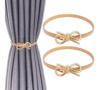 Decorative Drape Holdbacks with Leaf Design, 2-Piece No-Drill Curtain Tie Back Twist Ropes, Elegant Spring Buckle Style for Bathroom, Living Room, Gazebo, Classroom, Beach House, or Interior Decoratio