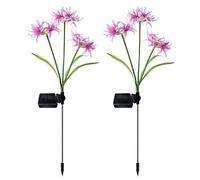 Decorative Flower Stakes, Waterproof Solar Garden Lights, Set of 2 Colorful Outdoor Reusable Lighting Accessories, Weather Resistant Lawn Decorations for Yard, Patio, Farmhouse Use