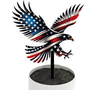 Decorative Garden Stakes - 2D Bald Eagle Pattern Sign, Weatherproof Outdoor Metal Ground Insert Ornament, Holiday Memorial Day Veterans Display | For Patio Lawn Porch Deck Pathway Landscape Ter