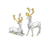 Decorative Gift 2PCS Deer Sculpture 3D Geometric Deer Ornaments Used to Set Off the Festive Atmosph