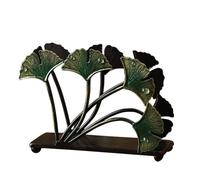 Decorative Iron Leaf Paper Towel Holder - Elegant Vertical Napkin Stand Rustic Green Metal Tissue Dispenser for Restaurants Portatovaglioli(15 * 5 * 11.5cm)