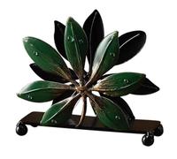 Decorative Iron Leaf Paper Towel Holder - Elegant Vertical Napkin Stand Rustic Green Metal Tissue Dispenser for Restaurants Scatola di fazzoletti(13.5 * 4.5 * 12cm)