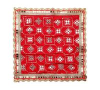 Decorative Mat Aasan Velvet Pooja Cloth Decorative Cloth Sequence Work (Size:- 14"X 14") Multipurpose Pooja Indian Traditional Cultural Festival Laxmi Poojan Ganesha Decorations Item Article (Red)