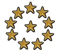 Decorative Patches 10PCS Stars Embroidered Patches Sew Iron On Badges for Clothes DIY Appliques Craft Decoration(12 Colors) (Color : Red) (Color : Gold)