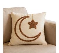 Decorative Pillowcase - Moon Star Cushion Cover, Hidden Zipper Design, Soft Polyester Fabric Pillowcase, Home Decor Accent, 18x18 Inches Celestial Theme for Dorm Apartment Bedroom Living Room Use