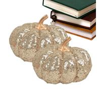 Decorative Pumpkins | Glitter Halloween Pumpkins Thanksgiving Decor - 2 Pieces Table Centerpieces Home Decorations for Thanksgiving Bedroom Desk Holiday Farmhouse Shelf Harvest Indoor