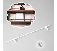 Decorative Shelf Rails with Rod/ 2 Posts/Screws, Metal Shelf Guard Rail 8 10 12 14 16 24 36 in, Customizable Long Round Tube Railing for Cabinet(White,18in/46cm)