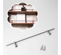 Decorative Shelf Rails with Rod/ 2 Posts/Screws, Metal Shelf Guard Rail 8 10 12 14 16 24 36 in, Customizable Long Round Tube Railing for Cabinet(Grey,16in/41cm)
