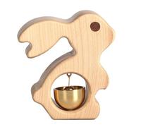 Decorative Shopkeepers Bell,Wood Door Chime, Campanello a vento in stile nave in legno, marrone naturale, 9,9x10,9 cm(Natural)