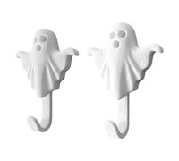 Decorative Wall Hooks - 2 Piece Wall Mounted 3D Printed Halloween Ghost | Scary Clothes Hanger Bag Hook for Towels Coats Bags Bathroom Bedroom Living Room Entryway