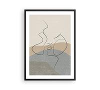 Decorativi Stampa da Parete 50x70cm Poster da Parete Bacio schizzo coppia Cucina Decorazione Murale Wall Art Cornice Nera Quadri Moderni Soggiorno Camera da Letto Grafica Immagini - P2BPA50x70-5170