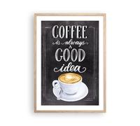 Decorativi Stampa da Parete 50x70cm Poster da Parete Scrivere Caffè Caffè Cucina Decorazione Murale Wall Art Cornice Rovere Chiaro Quadri Moderni Soggiorno Camera da Letto Immagini - P2NPA50x70-6068