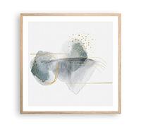 Decorativi Stampa da Parete 60x60cm Poster da Parete Acquarello Macchie Oro Cucina Decorazione Murale Wall Art Cornice Rovere Chiaro Quadri Moderni Soggiorno Camera da Letto Immagini - P2NAC60x60-4830