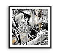 Decorativi Stampa da Parete 60x60cm Poster da Parete jazz musica musicista Cucina Decorazione Murale Wall Art Cornice Nera Quadri Moderni Soggiorno Camera da Letto Grafica Immagini - P2BAC60x60-3792