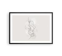 Decorativi Stampa da Parete 70x50cm Poster da Parete Linea singola uomo donna Cucina Decorazione Murale Wall Art Cornice Nera Quadri Moderni Soggiorno Camera da Letto Immagini - P2BAA70x50-4629