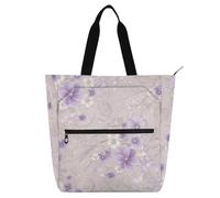 Decorativo Bambini Carino Tote Borse per Bambini Adulti, Rosa e Bianco Vintage Perla Fiori Impermeabile Tote Bag Riutilizzabile Borsa della spesa con Cerniera per Scuola Lavoro Viaggi Arcobaleno bolso