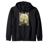 Decorativo Daisy Bloom Art Nouveau Botanical Felpa con Cappuccio