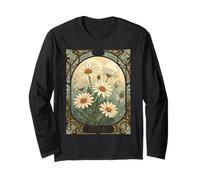 Decorativo Daisy Bloom Art Nouveau Botanical Maglia a Manica