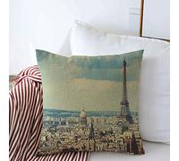 Decorativo Fodere per cuscini Federa Giorno Vista sulla Torre Eiffel Parigi Francia Luoghi d'interesse urbani Parchi Cielo Scenico All'aperto Turistico Gargoyle Cuscini quadrati Cuscini Coprisedili