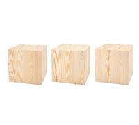 Decorativo Set di Supporti per Piante, Supporti per Fiori, Blocchi Naturali, colonne Te, stabili e durevoli, Legno Naturale, 20x20x20 cm, 3 Pezzi